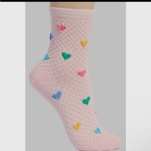 733. Multi color heart socks pink